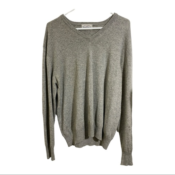 Duncan cameron of hawick cashmere Mens elbow patch vneck sweater grey medium - Picture 8 of 10